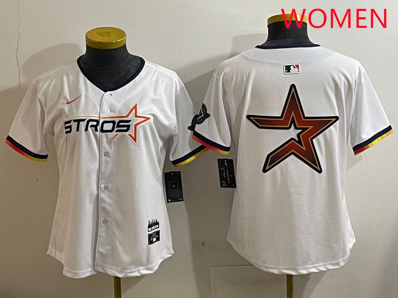 Women Houston Astros Blank White three generations Joint Name Nike 2025 MLB Jersey style 11->women mlb jersey->Women Jersey